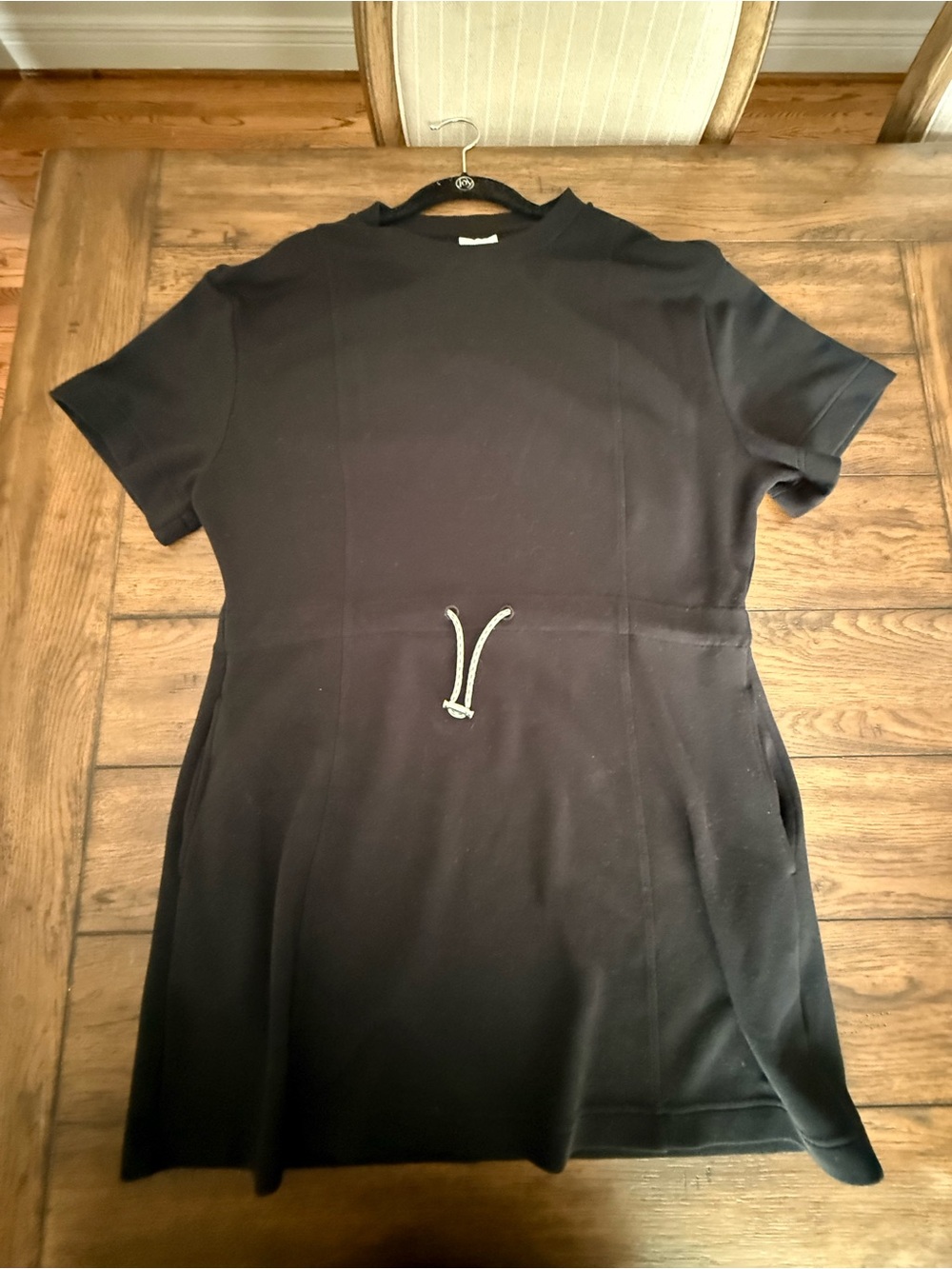 Varley Black Short Sleeve Drawstring Waist Tunic Dress